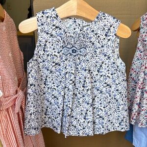 Floral Blue Sleeveless Kids Top